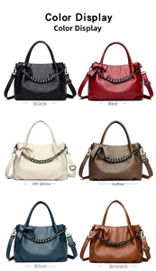 Multiple color options of large capacity tote bags with chain and bow details