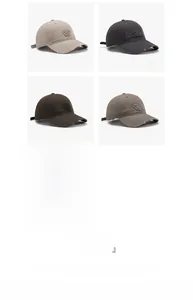 Detailed grid view of embroidered baseball caps in five vintage distressed colors