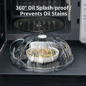 Microwave Food Splatter Cover Heat Resistant Transparent Plastic Plate Lid With Handle And Adjustable Steam Vent