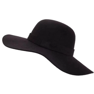 Vintage British Style Fedora Hat Woolen Felt Wide Flat Brim Jazz Cap For Men Women