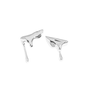 Minimalist irregular liquid metal S925 sterling silver stud earrings with mirror finish
