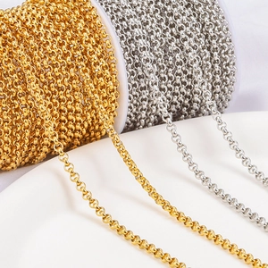 Polished stainless steel round pearl chain in gold and silver for DIY jewelry making