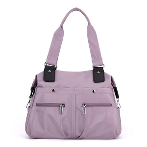 High-quality purple nylon tote bag with large capacity and double shoulder handles