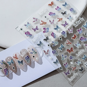 5D Embossed Butterfly Nail Stickers Self Adhesive Stereoscopic Butterfly Nail Art Decals For Women Manicure Decoration