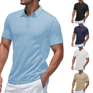 Men's Polo Shirt Short Sleeve Polyester Breathable Solid Color Casual Summer Loose Lapel Top