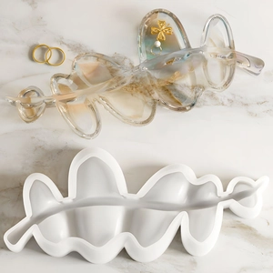 Moule en silicone en forme de feuille pour plateaux à bijoux en résine avec nervures