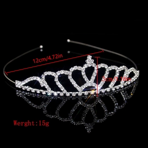 Detailed size chart of silver crystal tiara showing 12cm diameter and 3cm height