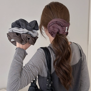 Striped fabric scrunchies for hair, large oversized hair ties in assorted colors