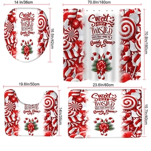 Detailed size specifications for Christmas bath set with candy cane and festive slogan