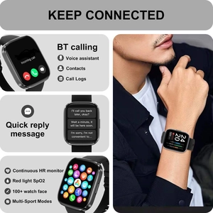 Smart watch detail with BT calling feature, heart rate monitor and messaging display