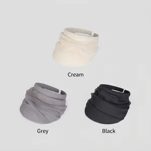 Chic organza open top sun hats in off-white, grey, and black colors with UV protection