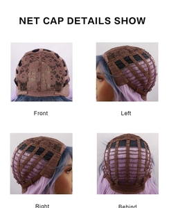 Detailed views of the breathable lace wig cap structure with adjustable straps and combs