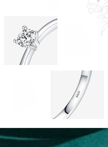 Macro shot of 925 sterling silver ring featuring a hand-set round 5A cubic zirconia stone