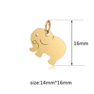 Polished golden stainless steel elephant pendant with size 14mm by 16mm