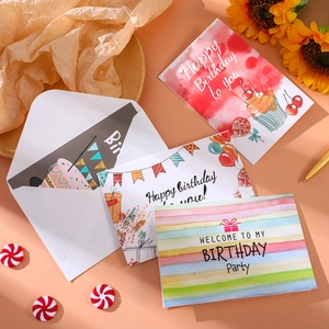 Creative gold foil happy birthday greeting cards set with envelopes and sunflowers decoration