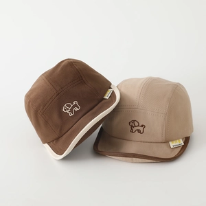 Berretti da baseball in cotone per neonati con ricamo cane in marrone e kaki