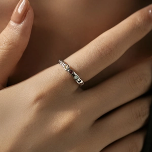 925 sterling silver ring featuring irregular wave texture and colorful gemstones for women