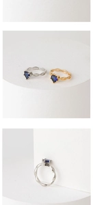 Close-up of heart-shaped blue gemstone ring with intricate twisted band texture