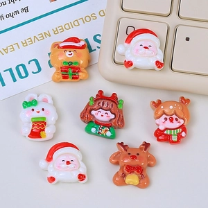 Miniature Christmas resin figurines for DIY crafts including Santa and reindeer