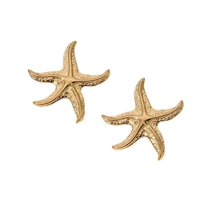 Boucles d'oreilles étoiles de mer dorées en acier inoxydable avec texture sablée fine
