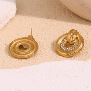 Classic 18K gold plated stainless steel hoop earrings with sparkling zircon inlay
