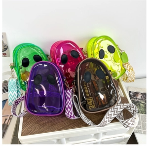 Collection of ghost-shaped transparent PVC crossbody bags in various neon colors