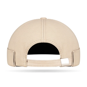 Bonnet docker unisexe brodé en coton beige avec sangle réglable et boucle métallique