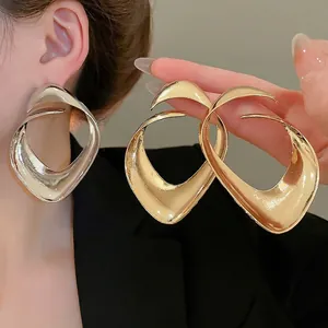 Orecchini A Rombo Geometrici Astratti Con Perno In Argento Sterling 925 Gioielli In Lega Lucidata Esagerati Grandi