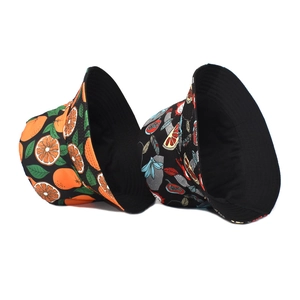 Bob réversible avec motifs orange et fruits tropicaux en toile de coton pour femmes