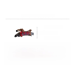 Detail specifications of fabric dachshund hair clip showing 13cm length and 5cm height