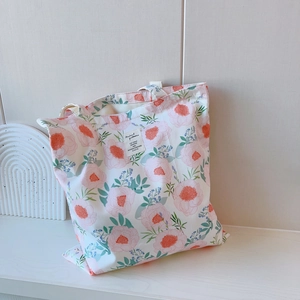 Sac Fourre-tout En Toile Florale Fraîche Coton Double Couche Grande Capacité Sac À Main À Bandoulière Pour Femme Shopping Quotidien Artistique Décontracté Sac D'école