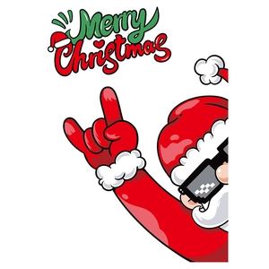 Merry Christmas static glass stickers featuring a cool Santa Claus in pixel sunglasses