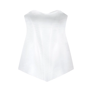 Top a corsetto bianco senza spalline con stecche strutturali in uno stile essenziale
