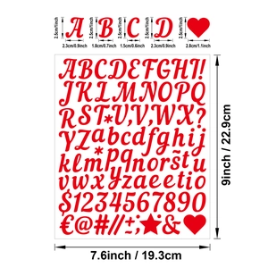 Lot d'autocollants rouges lettres et chiffres de 1 pouce pour scrapbooking DIY et cadeaux