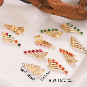 Elegant fan-shaped gemstone earrings in multicolor combinations with a minimalist gold finish