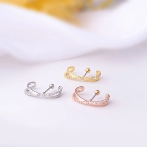 Semicircle stainless steel ear studs with rhinestones in gold, silver and rose gold