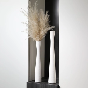 Vaso In Ceramica Alto Con Canne Secche Moderno Minimalista Nordico Texture Spazzolata Collo Stretto Decorazione Casa