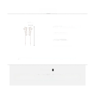 Detailed size chart of butterfly tassel earrings with silver needle and crystal specifications