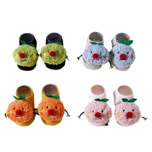 3D cartoon baby socks with plush animals and non-slip soles in four assorted colors
