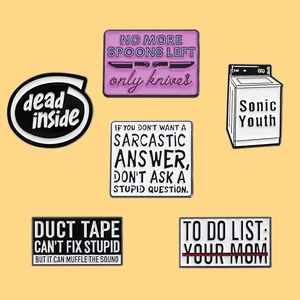 Lot de 6 broches émaillées créatives avec machine à laver et phrases sarcastiques
