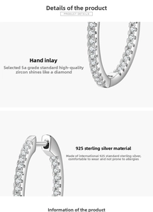 Makro-Detail von 925er Sterling Silber Creolen mit 5A Zirkonia Steinen besetzt
