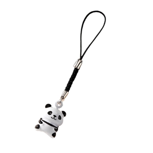 Creative panda metal pendant with black woven lanyard for bags and mobile phones