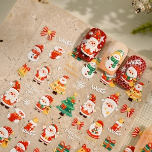 Adesivi Per Unghie Natalizi Con Rilievo Babbo Natale Pupazzo Di Neve Fiocchi Di Neve Autoadesivi Per Manicure Invernale Fai Da Te