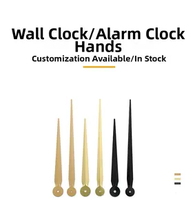 Detailed macro view of metal clock hands in black, gold and champagne for DIY wall clocks