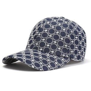 Casquette De Baseball Mode Coton Denim Protection Solaire Réglable Broderie Motif Géométrique Unisexe Streetwear