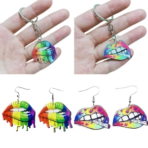 Pop Art Acrylic Lip Dangle Earrings Rainbow Colorful Novelty Jewelry Women Gift