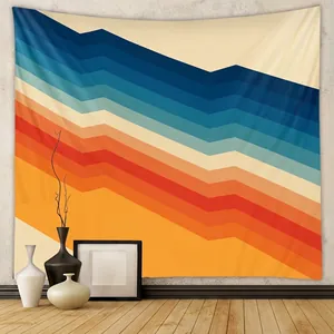 Bohemian Wall Tapestry Polyester Abstract Geometric Sunset Moon Phase Wall Hanging For Bedroom Living Room Home Decor