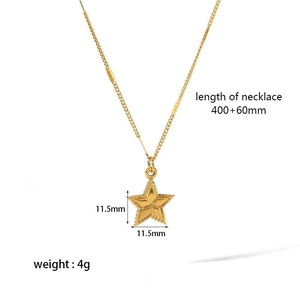 Retro 18k gold plated stainless steel star necklace with 11.5mm star pendant for women