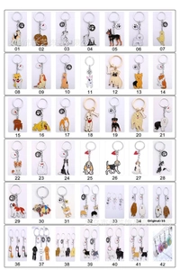 Collection of 42 diverse dog breed keychains in high-quality zinc alloy with bone charms