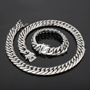 Heavy Cuban Link Chain Necklace Men Hip Hop Polished Stainless Steel Silver Tone Curb Jewelry Streetwear Punk Box Clasp